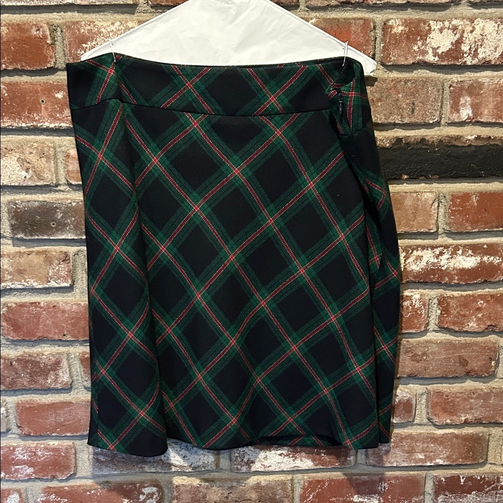 Talbots Black and Green Wrap Pencil Skirt Knee-Length